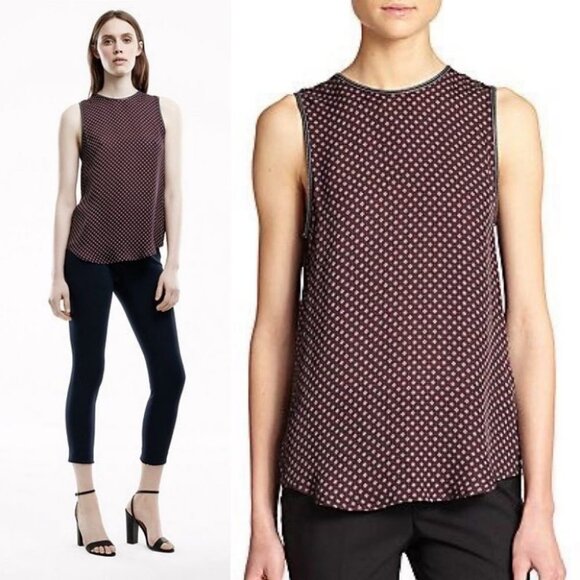 Theory Silk and Lamb Leather Purple Sleeveless Blouse Shell Top Size P or XS - Picture 1 of 16